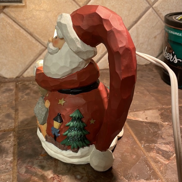 Vintage Ceramic Christmas Santa Holding A Candle Electric Lights Up Candle - Picture 12 of 16